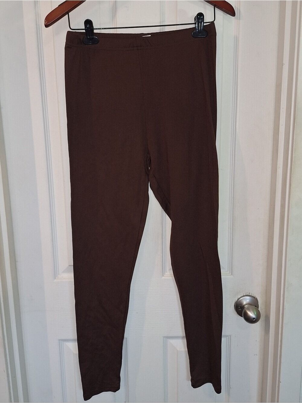 Romwe Brown Cotton Polyester Blend Leggings Large